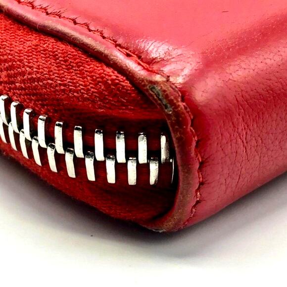 Authentic Balenciaga Red Leather Papier Envelope Continental Zippy Long Wallet - Picture 4 of 9